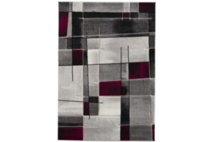 Diamond Red & Grey Square Area Rug