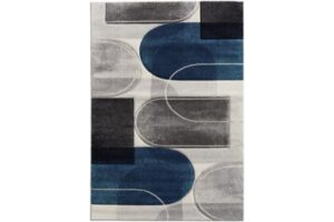 Diamond Blue & Grey Circular Area Rug