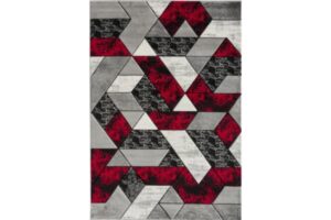 Bristol Grey & Red Mosaic Area Rug