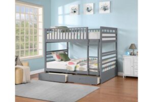 B115G Grey Double/Double Bunk Bed With Drawers