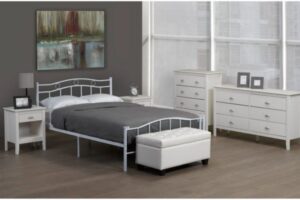T2300 White Metal Platform Bed