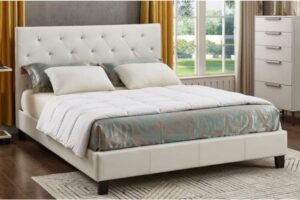T2366W White Upholstered Platform Bed