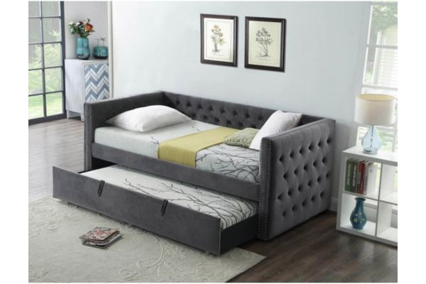 305 Grey Fabric Daybed With Trundle