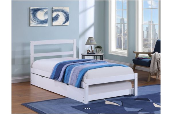 IFDC IF-416-W White Wood Platform Bed - Single or Double - Image 2