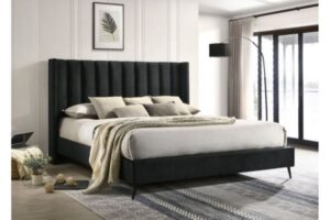 5231 Black Upholstered Platform Bed