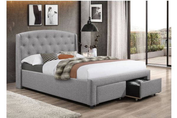 5290 Grey Upholstered Platform Bed