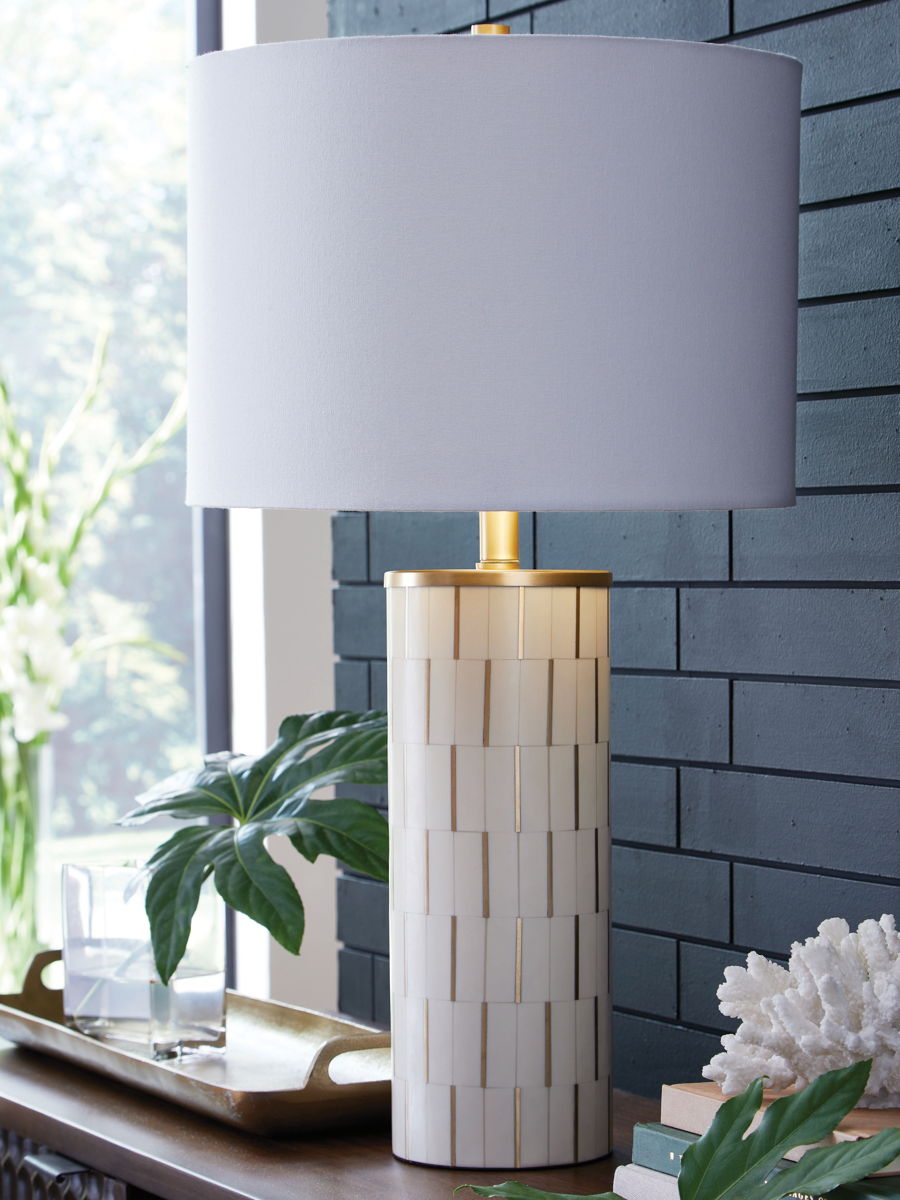 Faridworth - Poly Table Lamp - White / Gold Finish - Image 3
