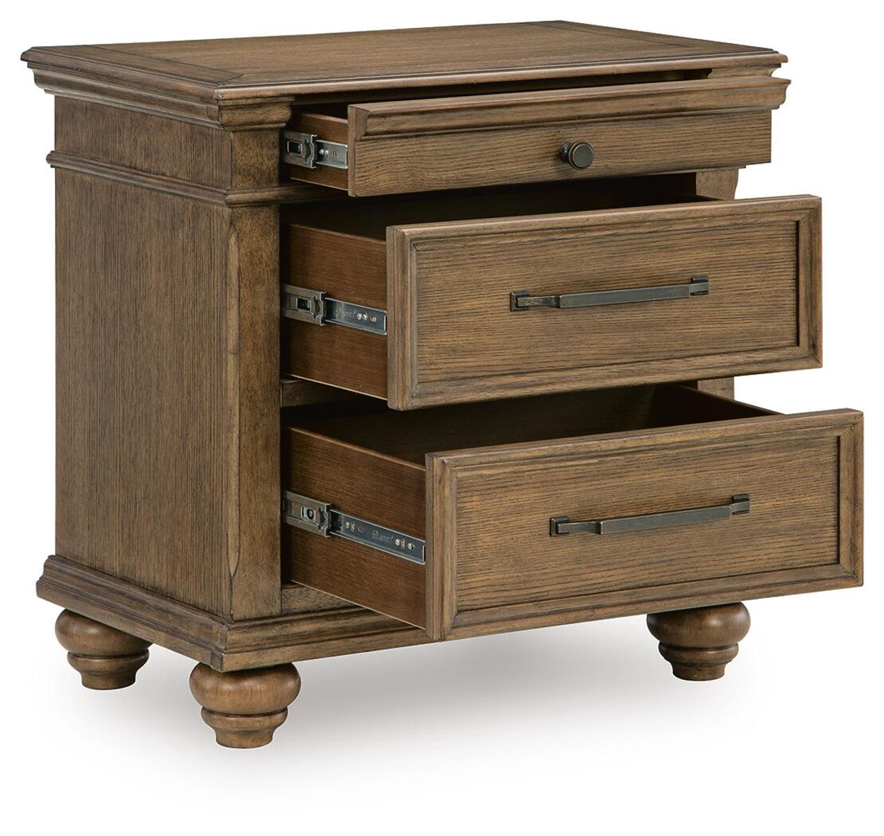 Karallin - Three Drawer Night Stand - Medium Brown - Image 4