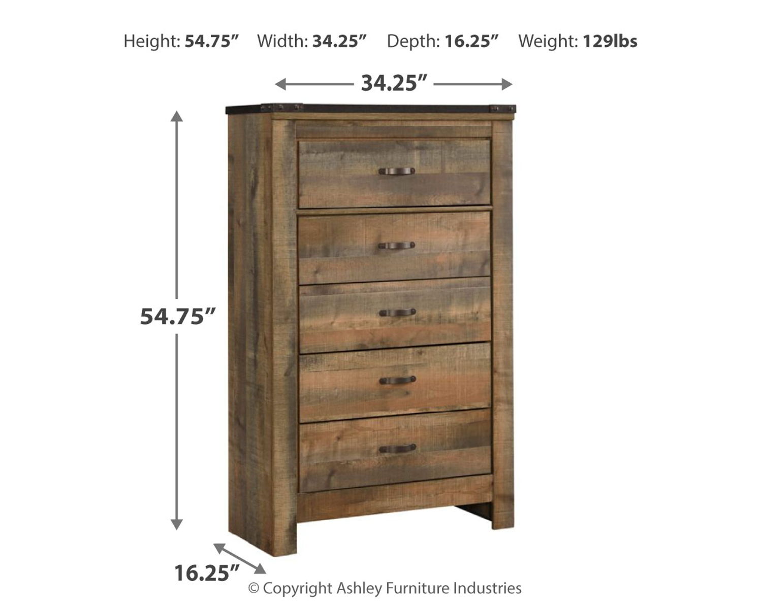Trinell - Five Drawer Chest - Brown - Image 3