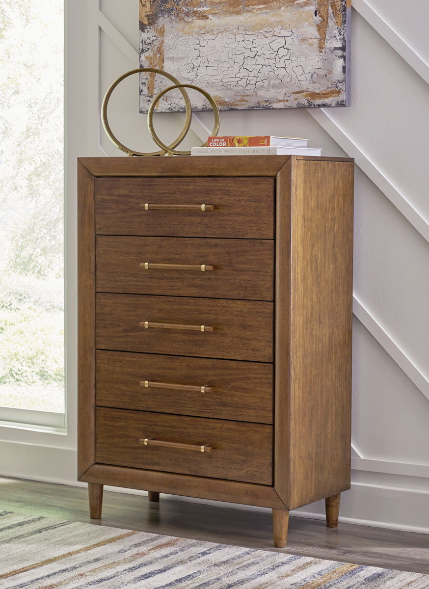 Lyncott - Five Drawer Chest - Brown - Image 2