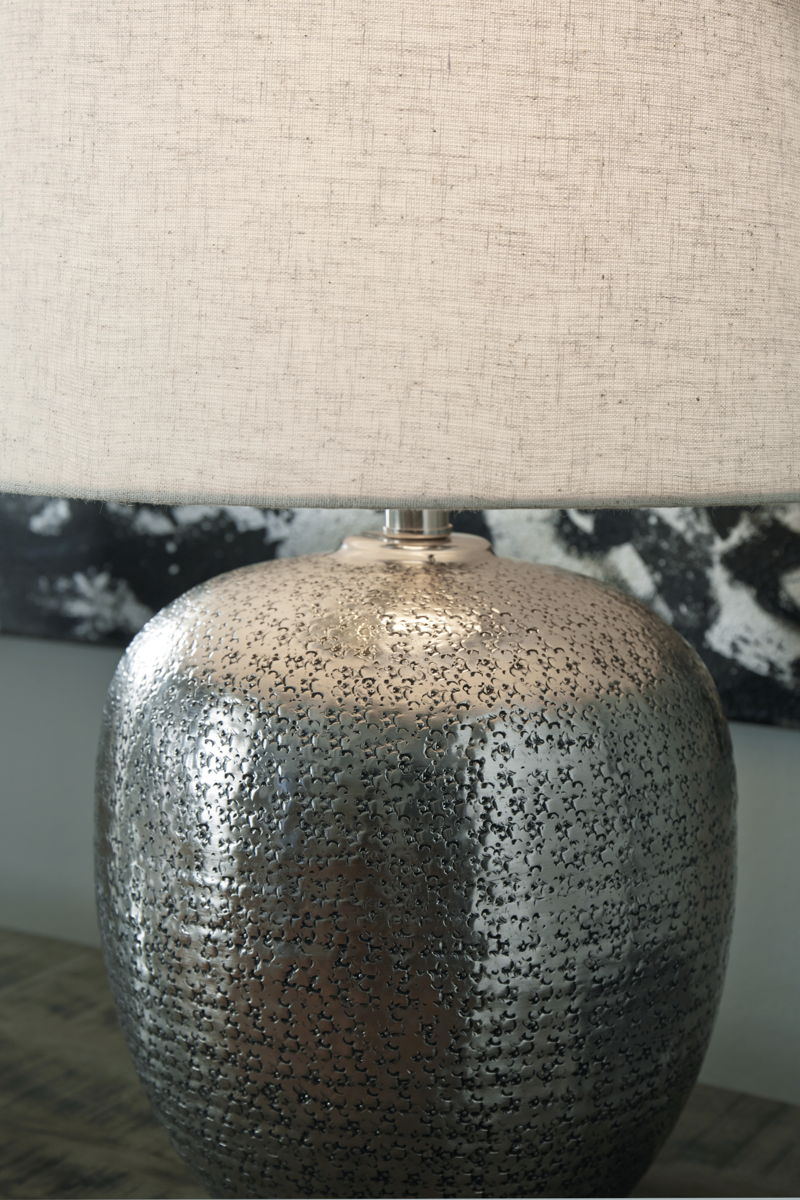 Magalie - Metal Table Lamp - Antique Silver Finish - Image 2