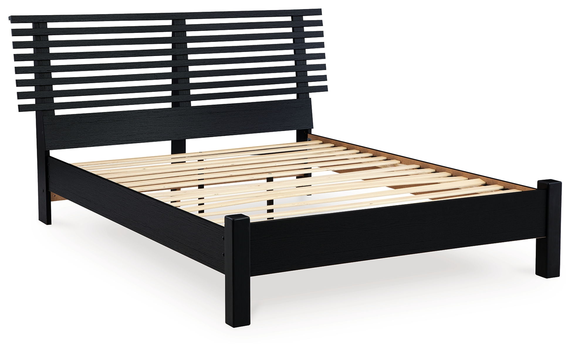 Danziar - Full Slat Panel Bed With Low Footboard - Black - Image 2