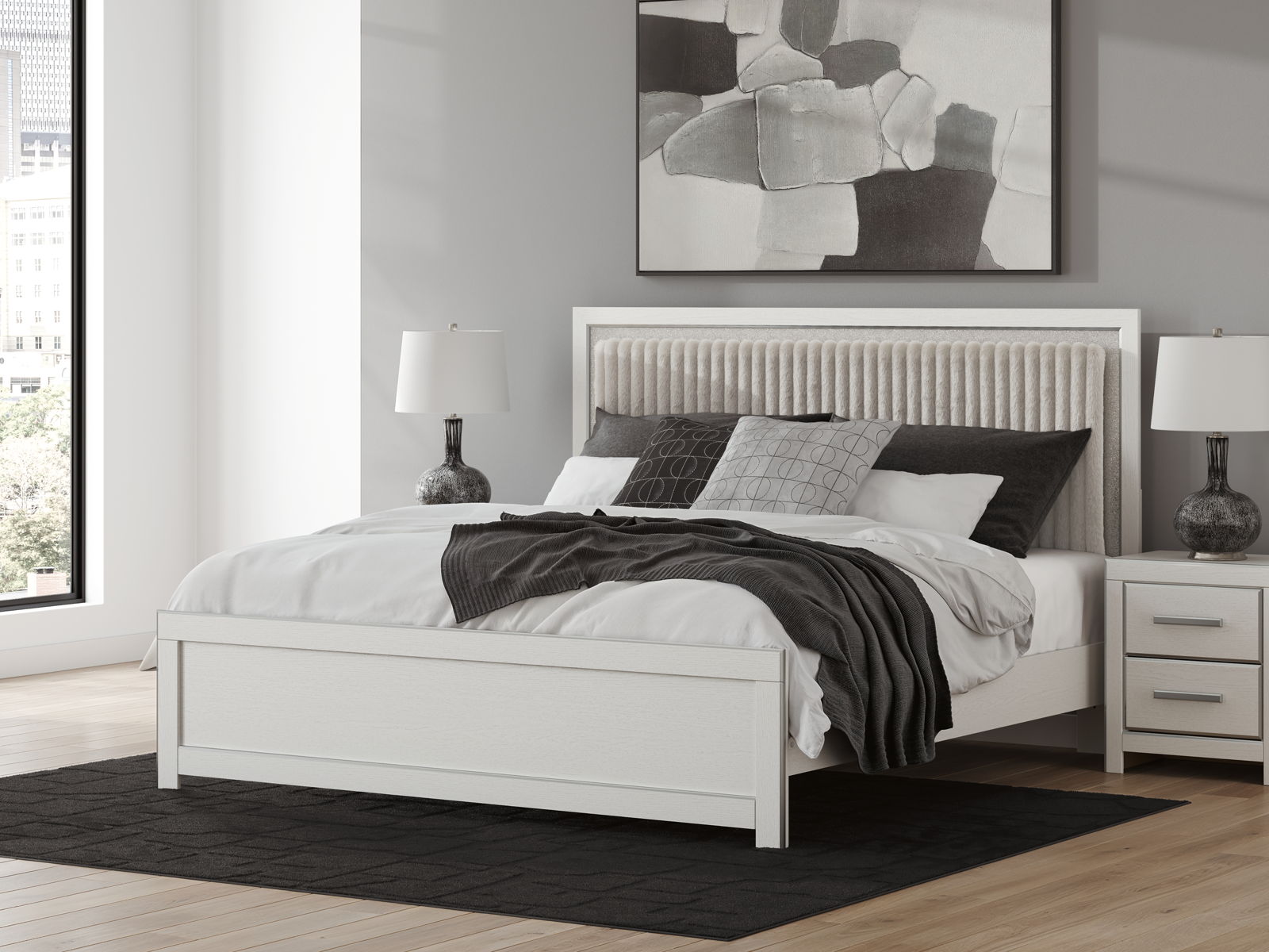 Zuraleus - Upholstered Panel Platform Bed With Roll Slats - Image 3