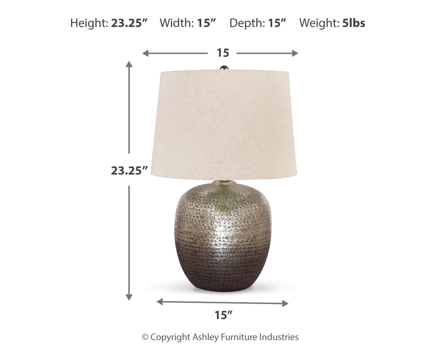 Magalie - Metal Table Lamp - Antique Silver Finish - Image 4
