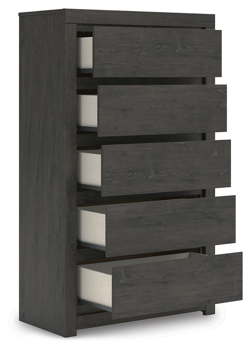 Fraluna - Five Drawer Chest - Charcoal - Image 3