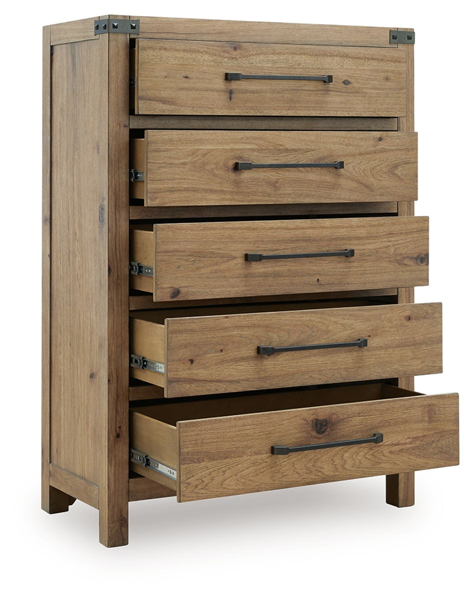 Ridgester - Five Drawer Chest - Light Brown - Image 3