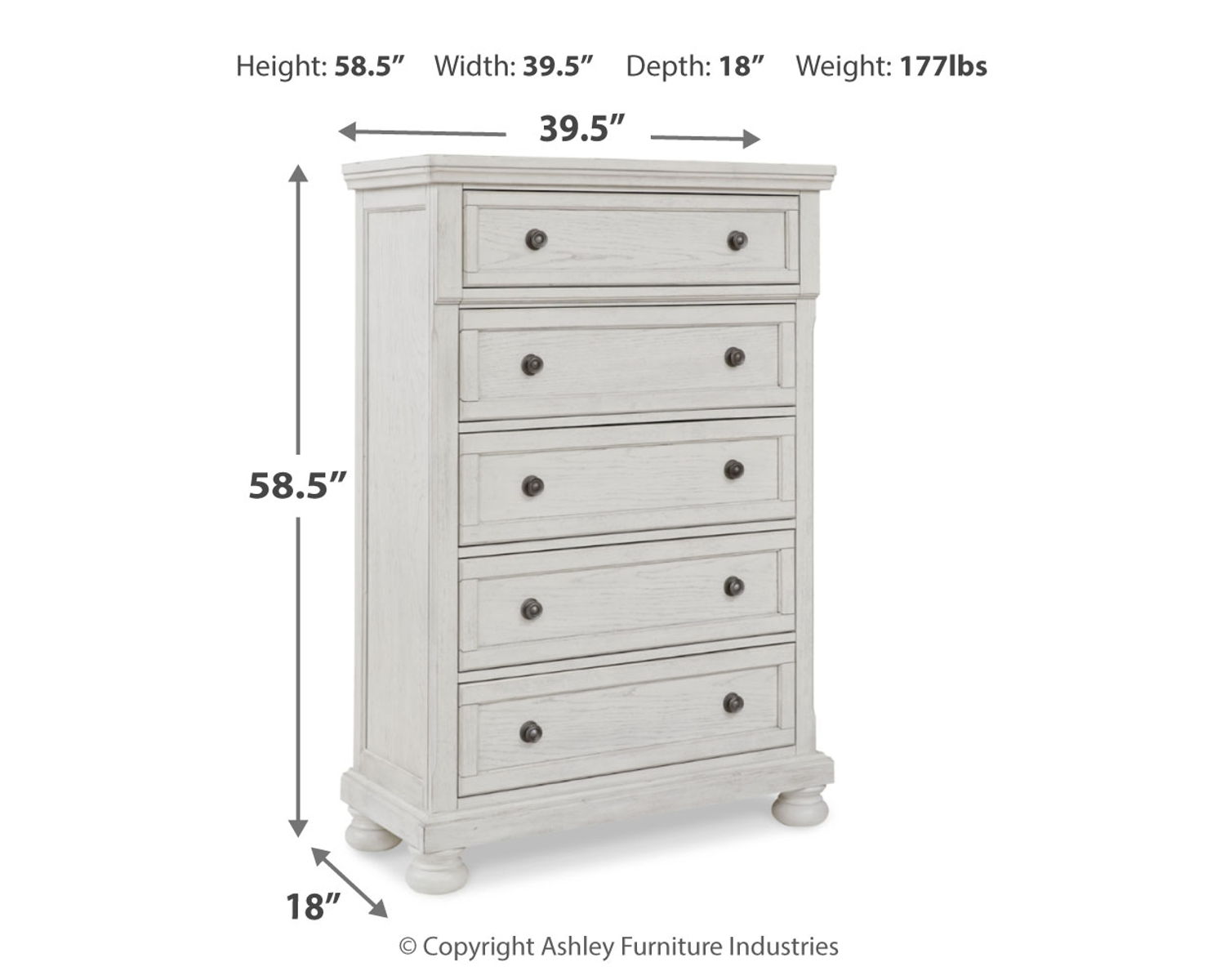 Robbinsdale - Five Drawer Chest - Antique White - Image 4