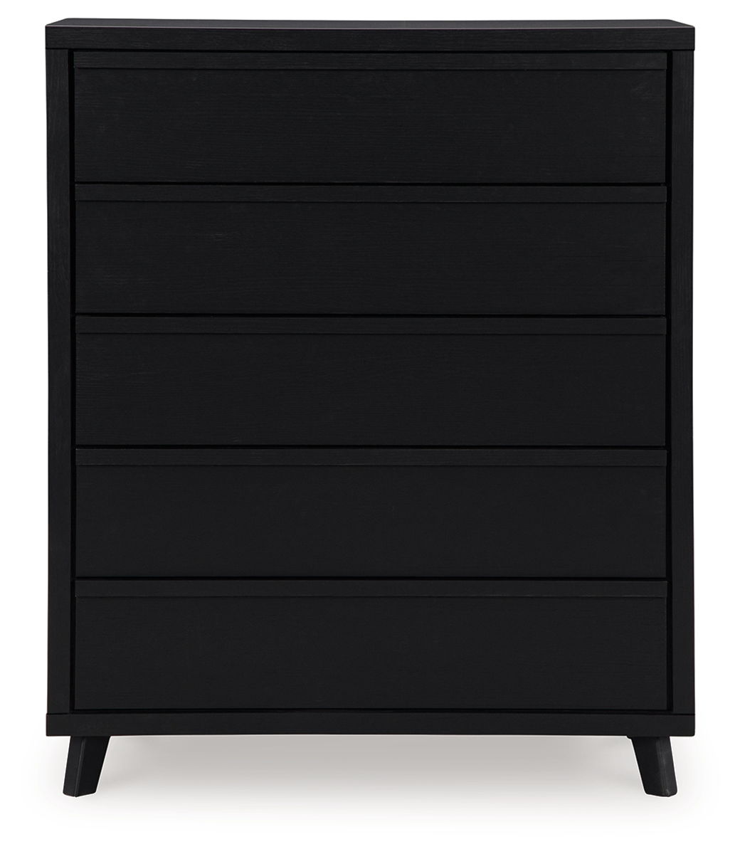 Danziar - Five Drawer Wide Chest - Black - Image 3