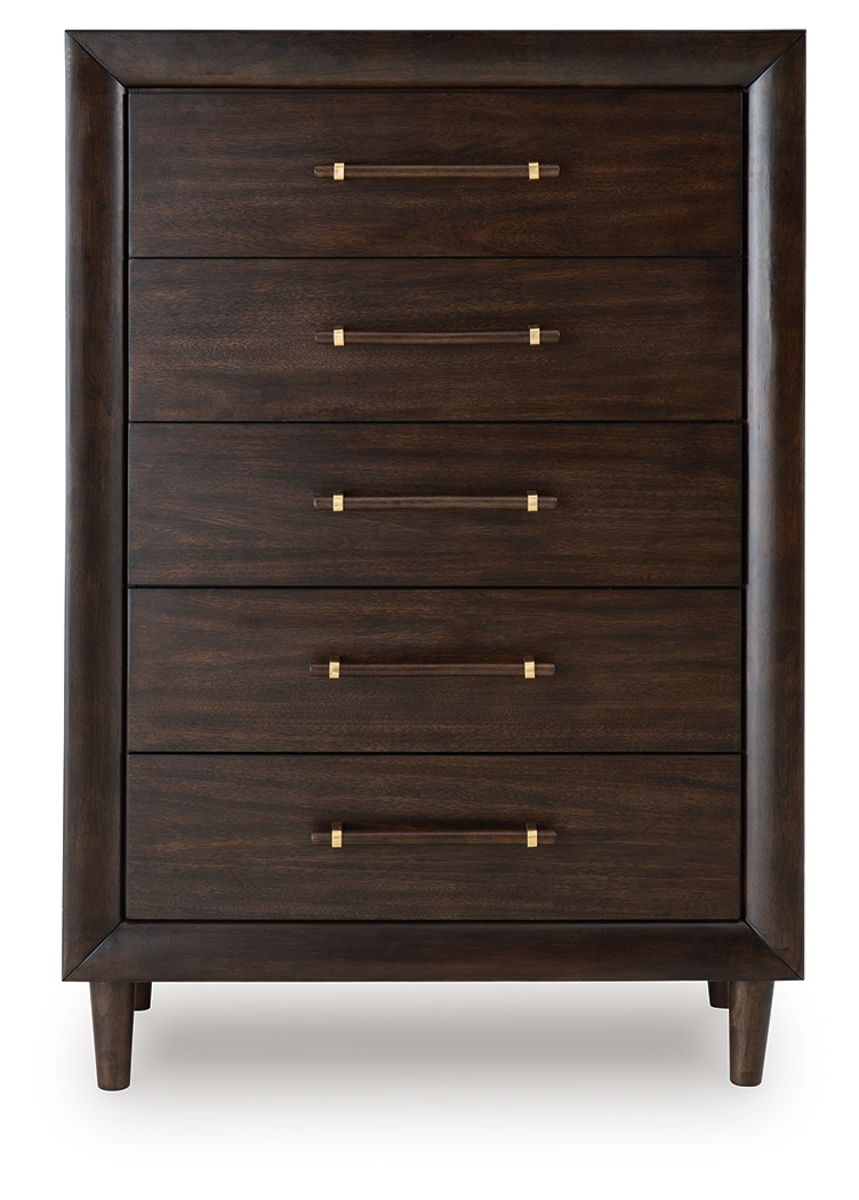 Dantenton - Five Drawer Chest - Merlot - Image 4