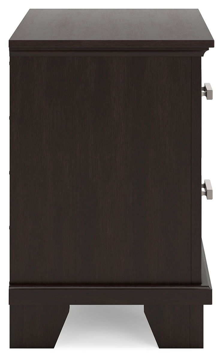 Covetown - Two Drawer Night Stand - Dark Brown - Image 4