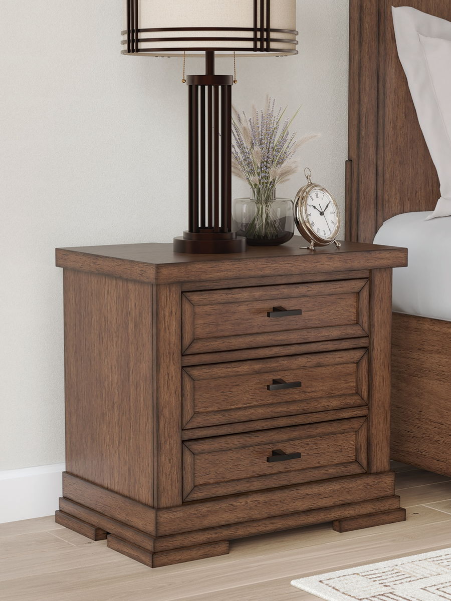 Taffenbrook - Three Drawer Night Stand - Medium Brown - Image 4