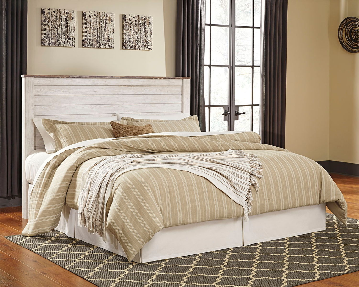 Willowton - King/Cal King Panel Headboard - Whitewash - Image 4