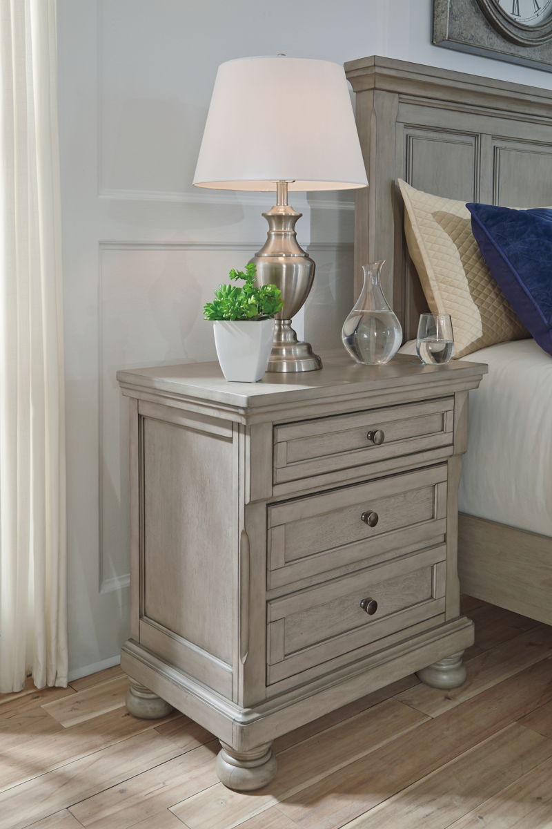 Lettner - Two Drawer Night Stand - Light Gray - Image 2
