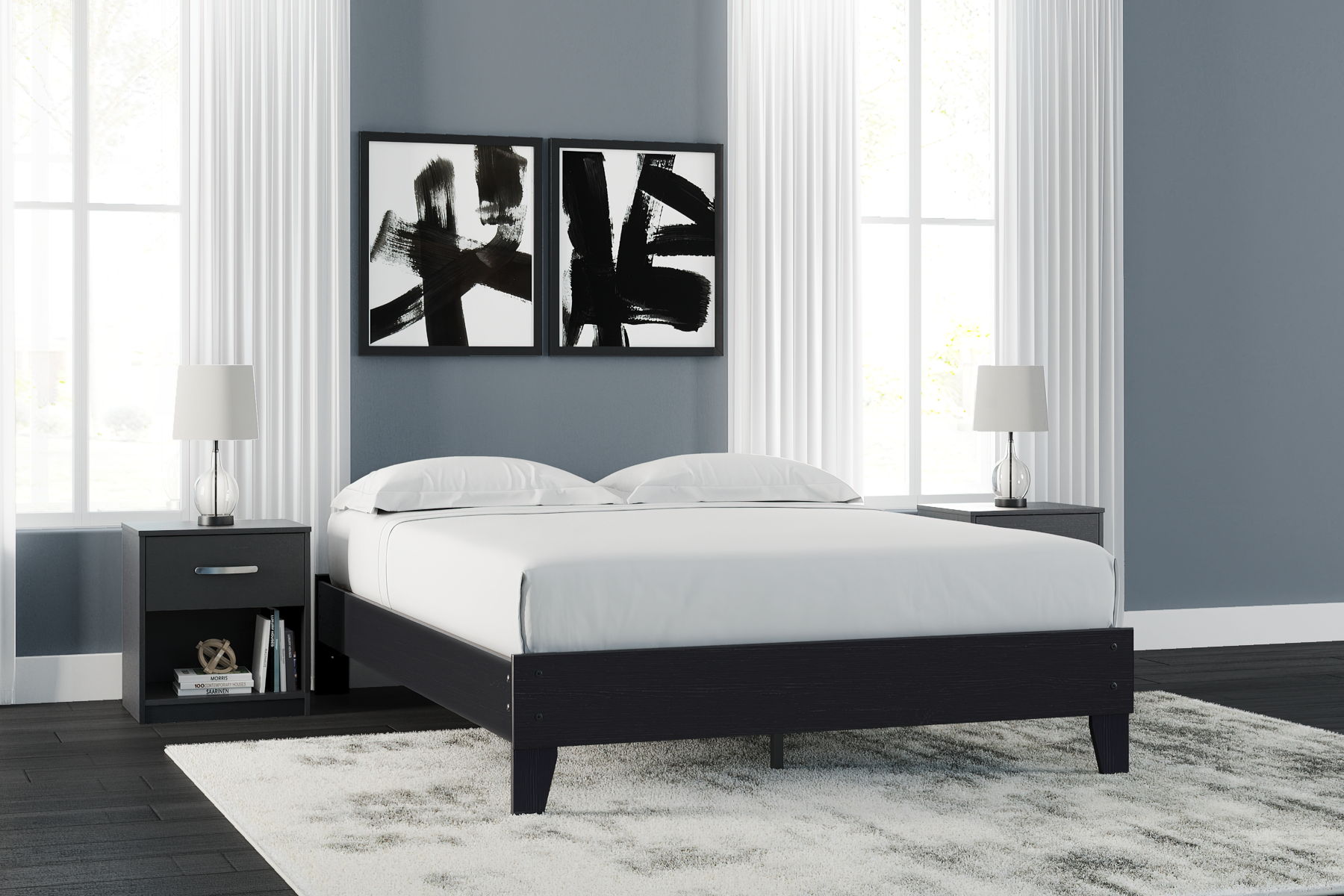 Finch - Queen Platform Bed - Black - Image 2