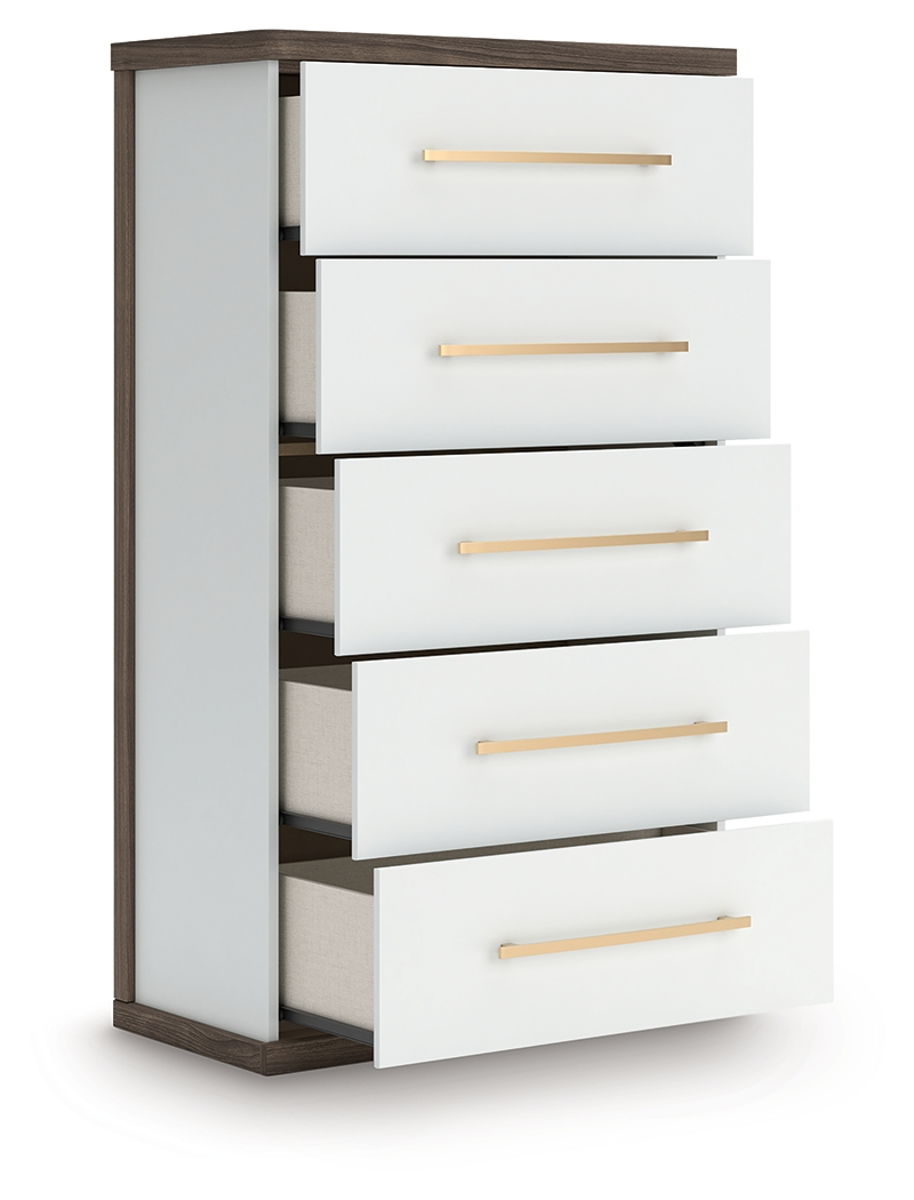 Kendanport - Five Drawer Chest - Brown / White - Image 2
