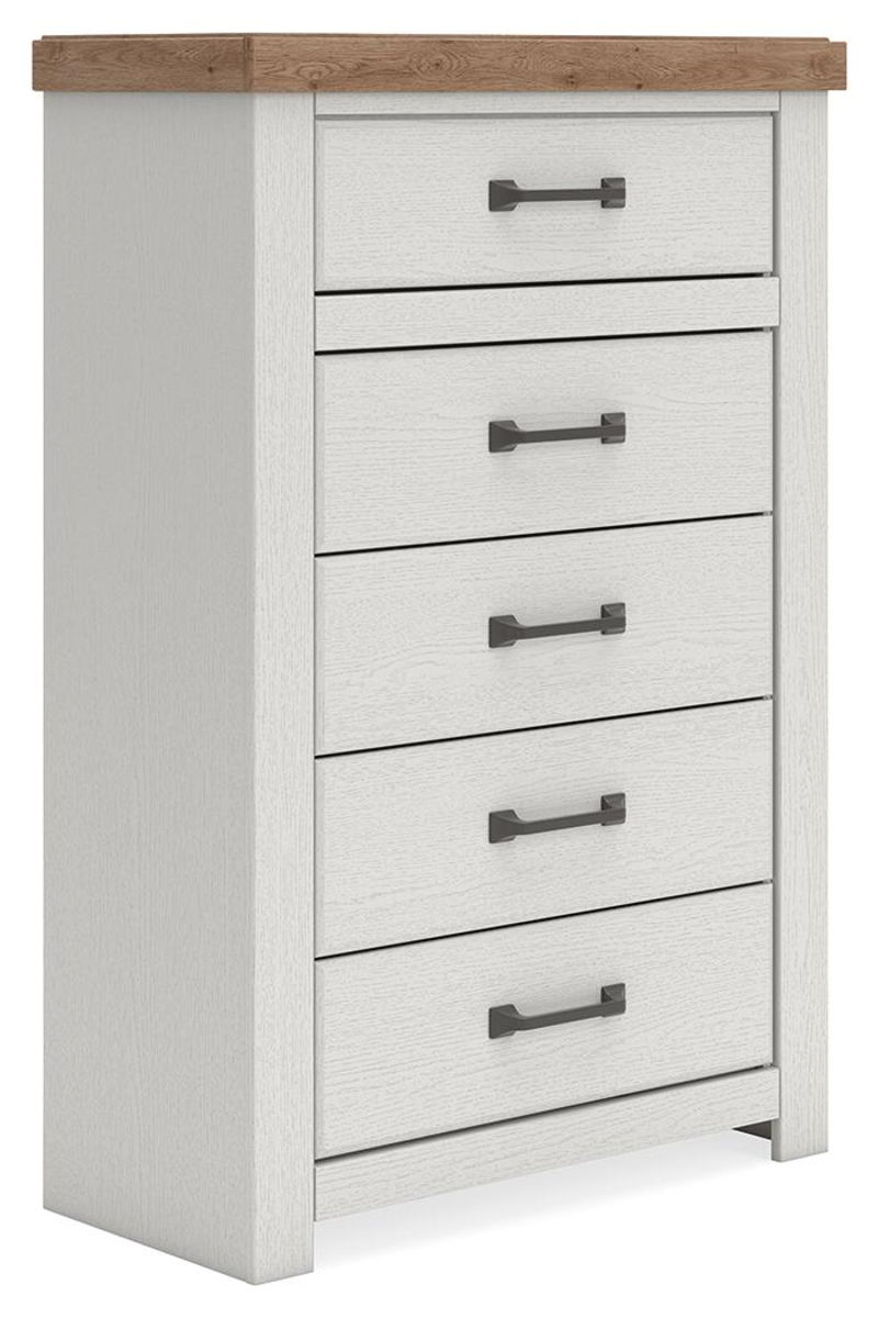 Savonport - Five Drawer Chest - White / Brown