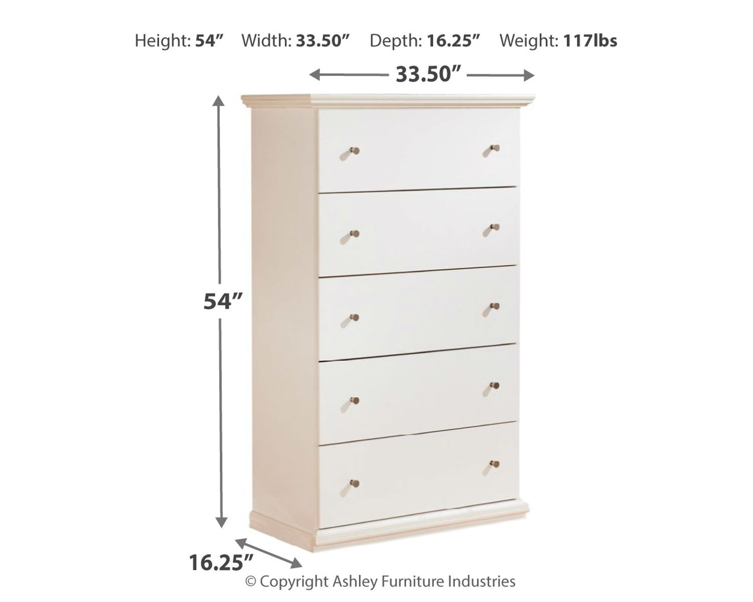 Bostwick Shoals - Five Drawer Chest - White - Image 3