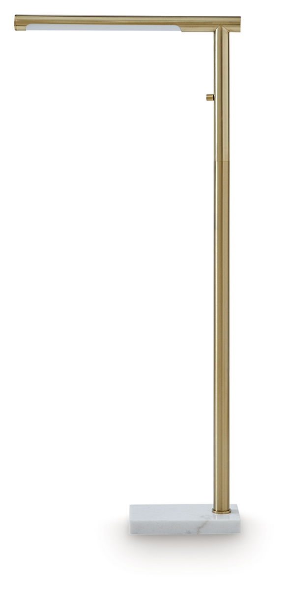 Santiford - Metal Floor Lamp - Gold Finish / White - Image 2