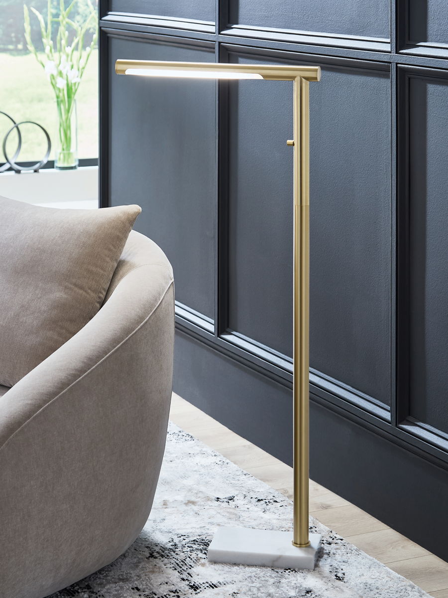 Santiford - Metal Floor Lamp - Gold Finish / White - Image 4