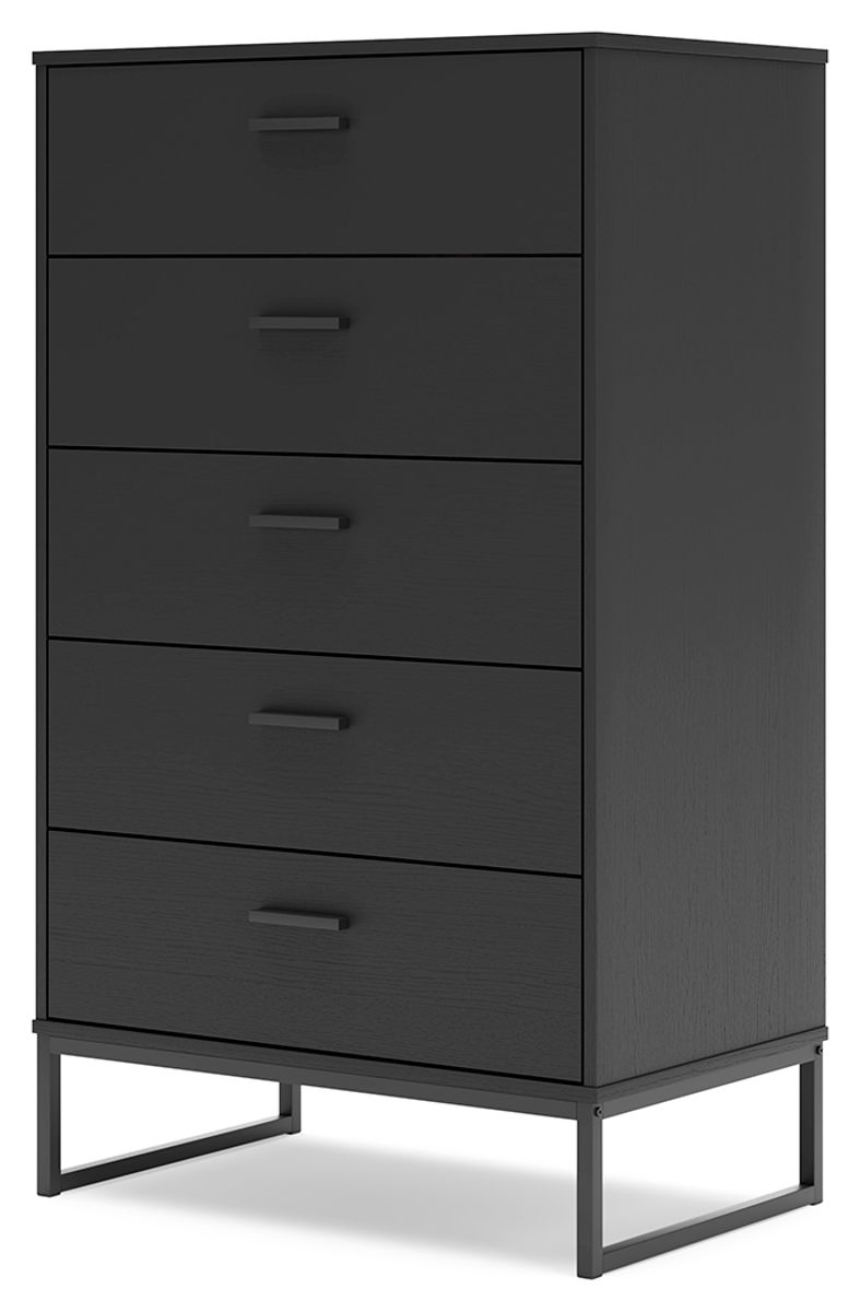 Socalle - Five Drawer Chest - Black - Image 2