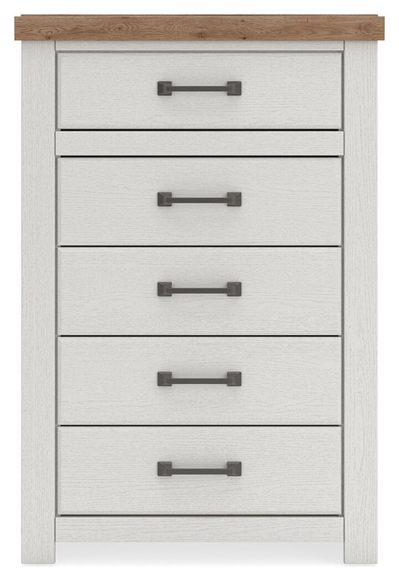 Savonport - Five Drawer Chest - White / Brown - Image 3