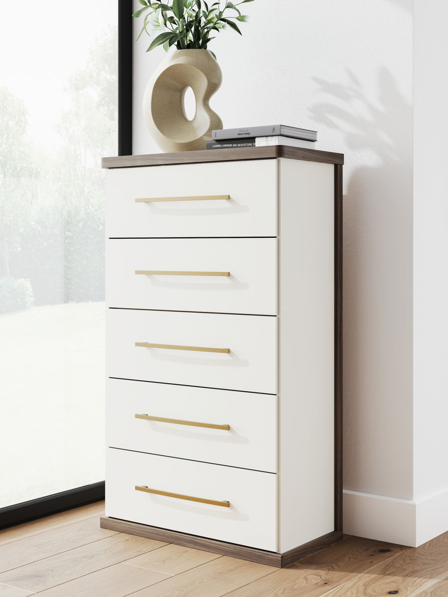 Kendanport - Five Drawer Chest - Brown / White - Image 3
