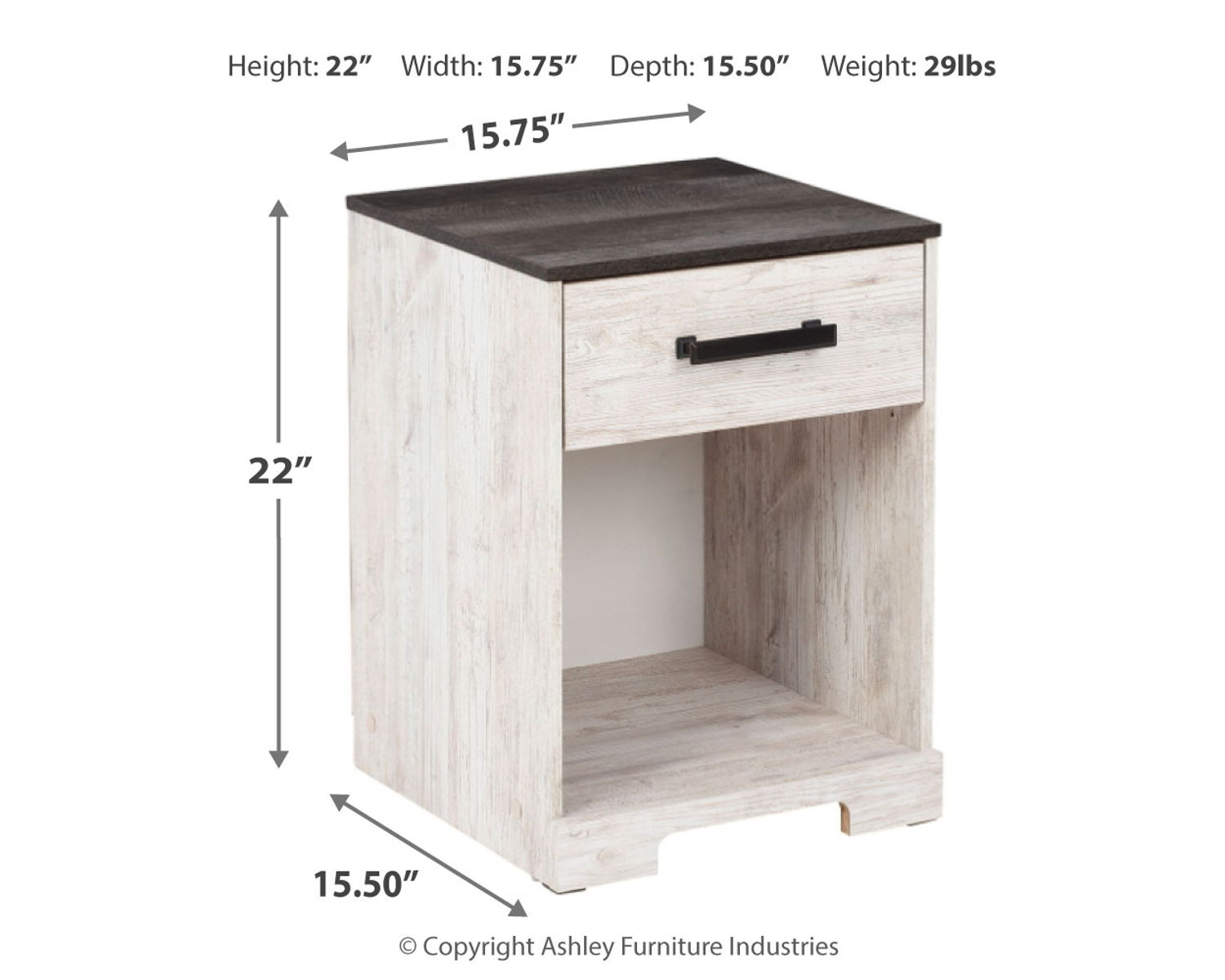Shawburn - One Drawer Night Stand - Whitewash / Charcoal Gray - Image 3