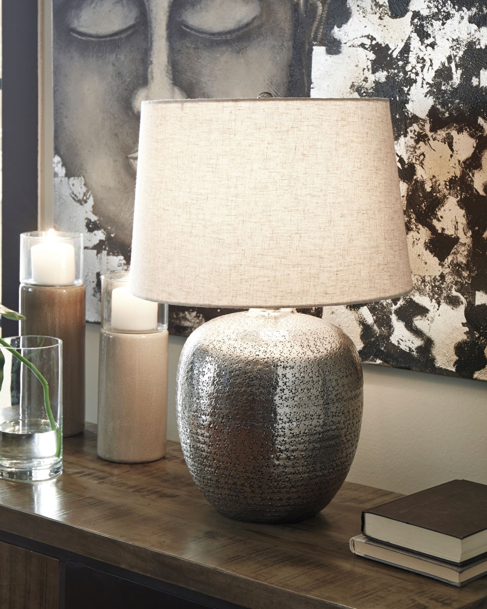 Magalie - Metal Table Lamp - Antique Silver Finish - Image 3