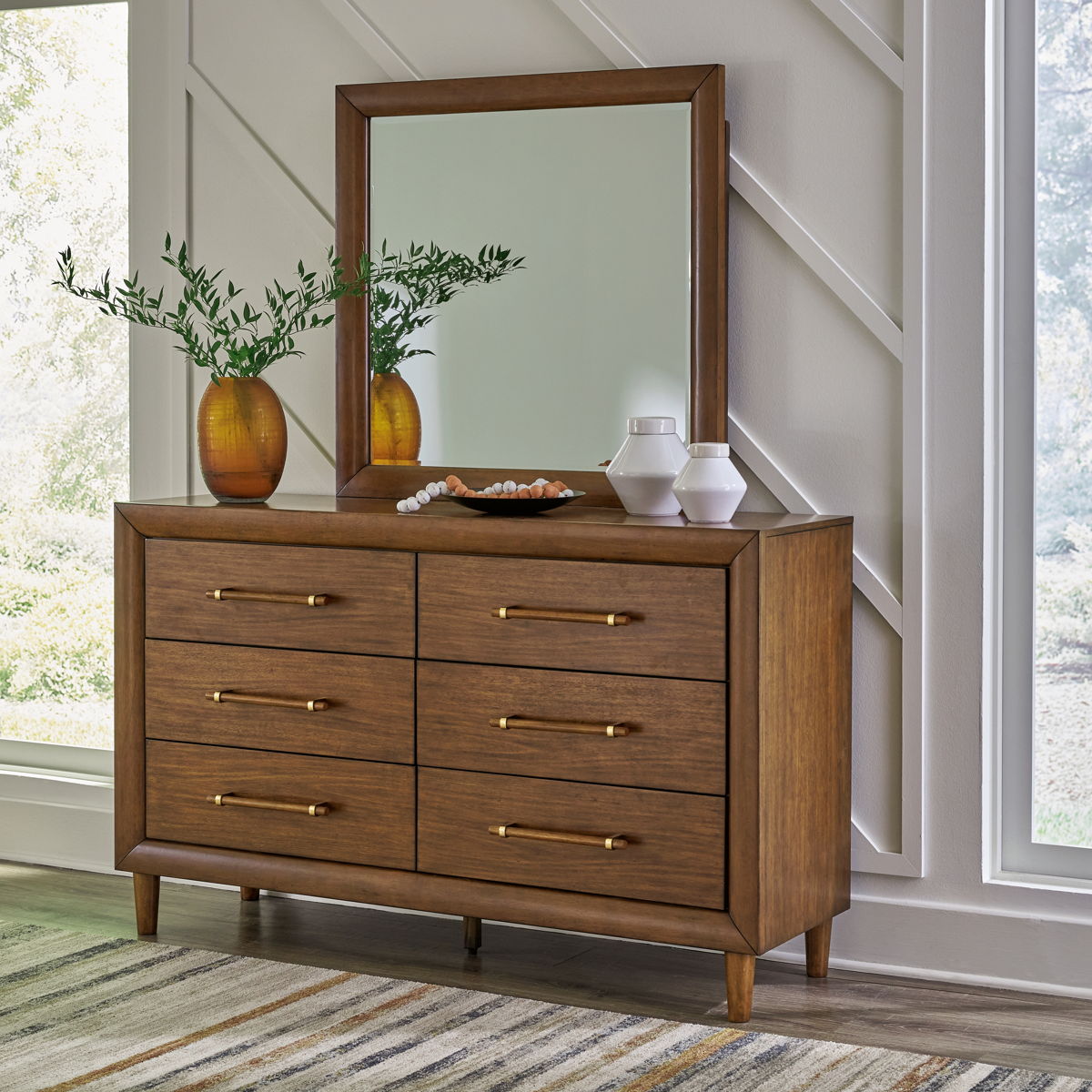 Lyncott - Dresser And Mirror - Brown - Image 2