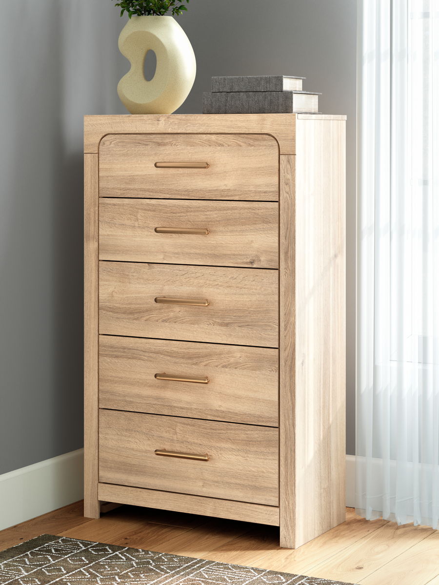 Kinlanni - Five Drawer Chest - Tan - Image 4
