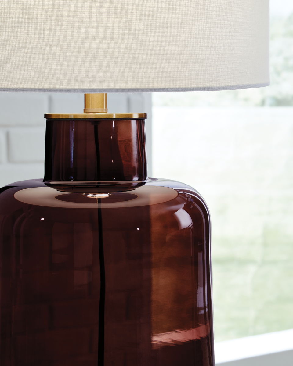 Mette - Glass Table Lamp - Brown / Gold Finish - Image 4
