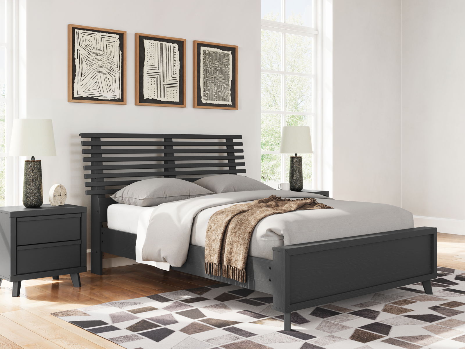 Danziar - Full Slat Panel Bed - Black - Image 3