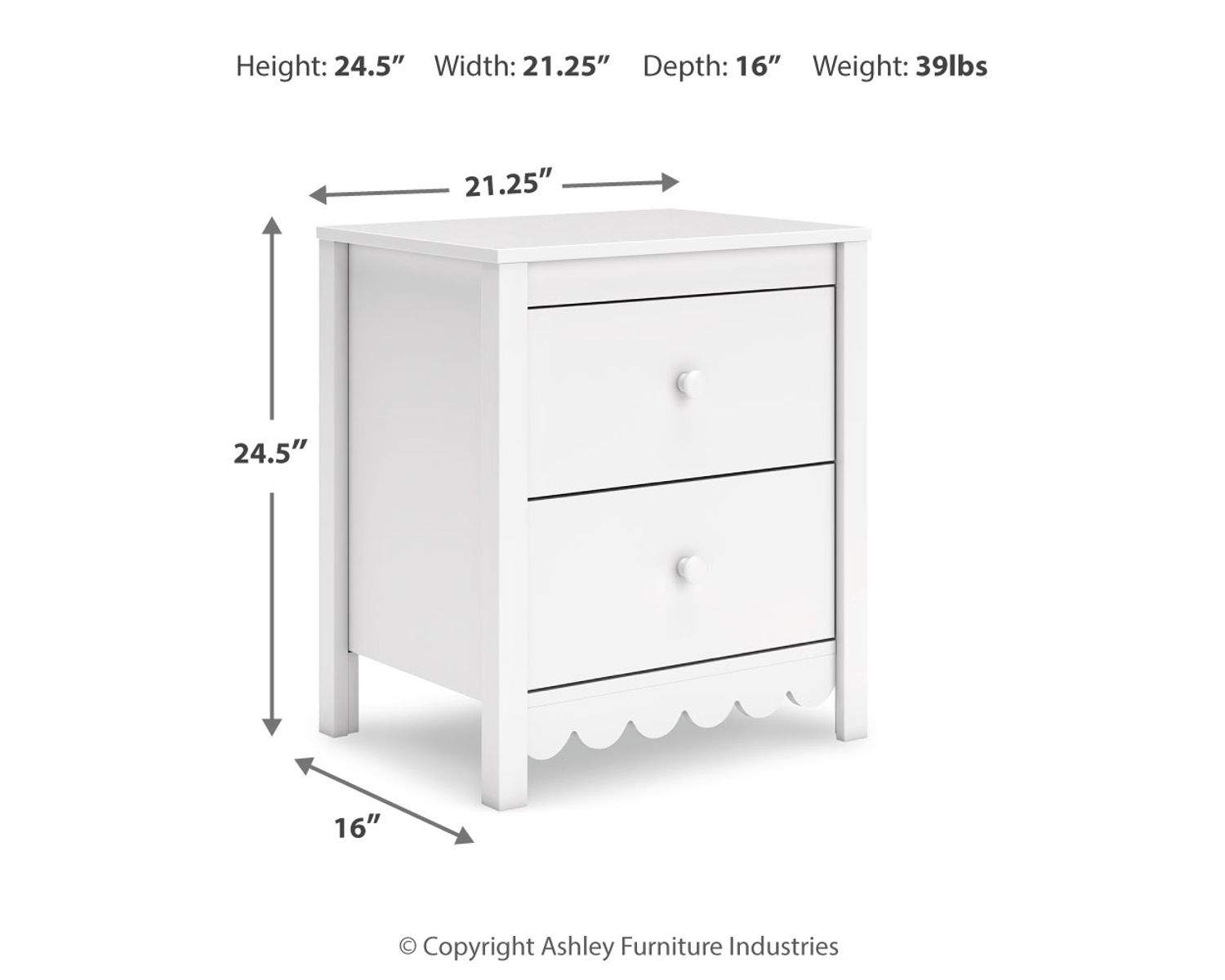 Hallityn - Two Drawer Night Stand - White - Image 4