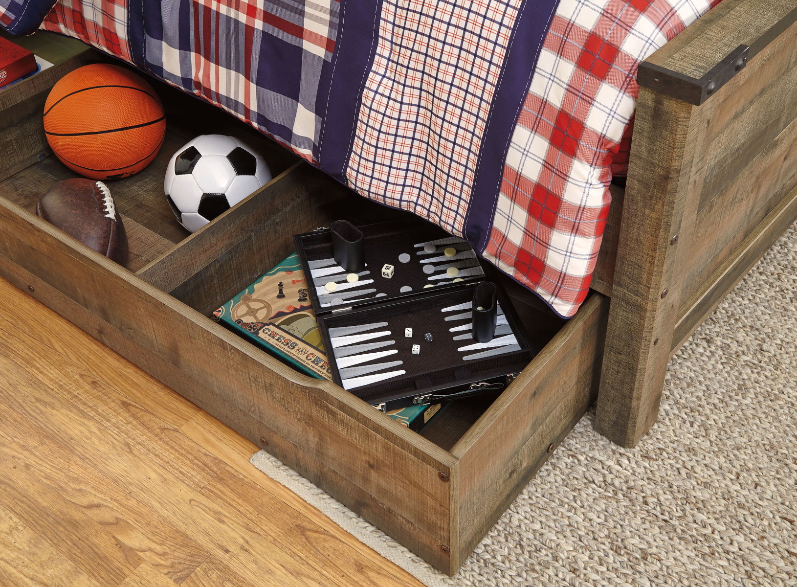 Trinell - Twin Bookcase Bed With 1 Large Storage Drawer - Brown - Image 4