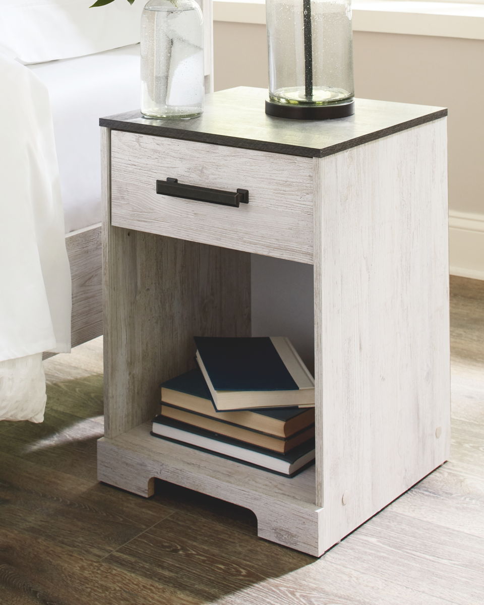 Shawburn - One Drawer Night Stand - Whitewash / Charcoal Gray - Image 4