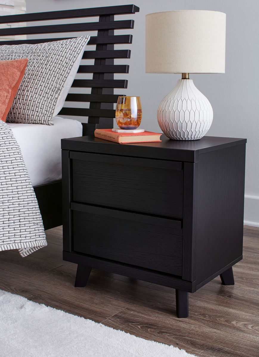 Danziar - Two Drawer Night Stand - Black - Image 2