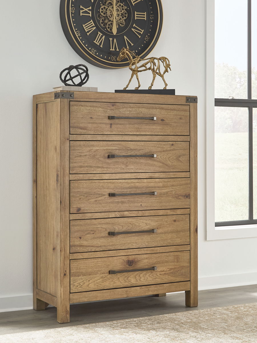 Ridgester - Five Drawer Chest - Light Brown - Image 2
