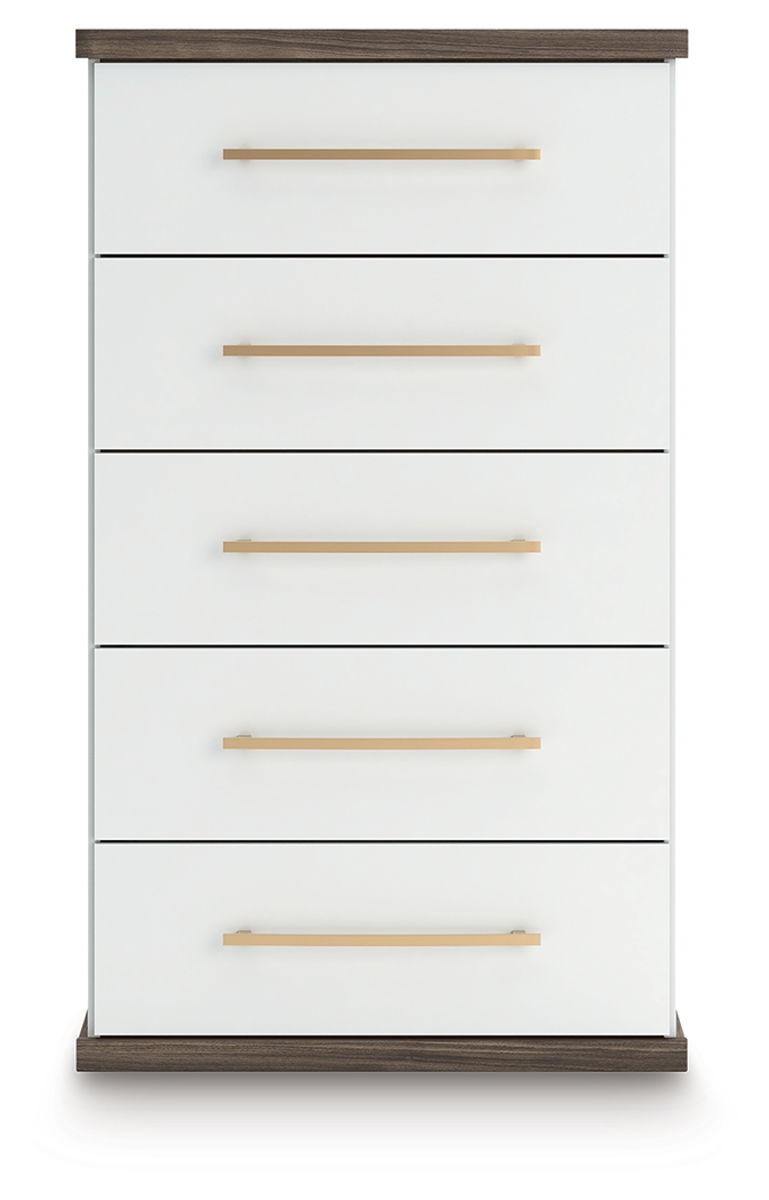 Kendanport - Five Drawer Chest - Brown / White - Image 4