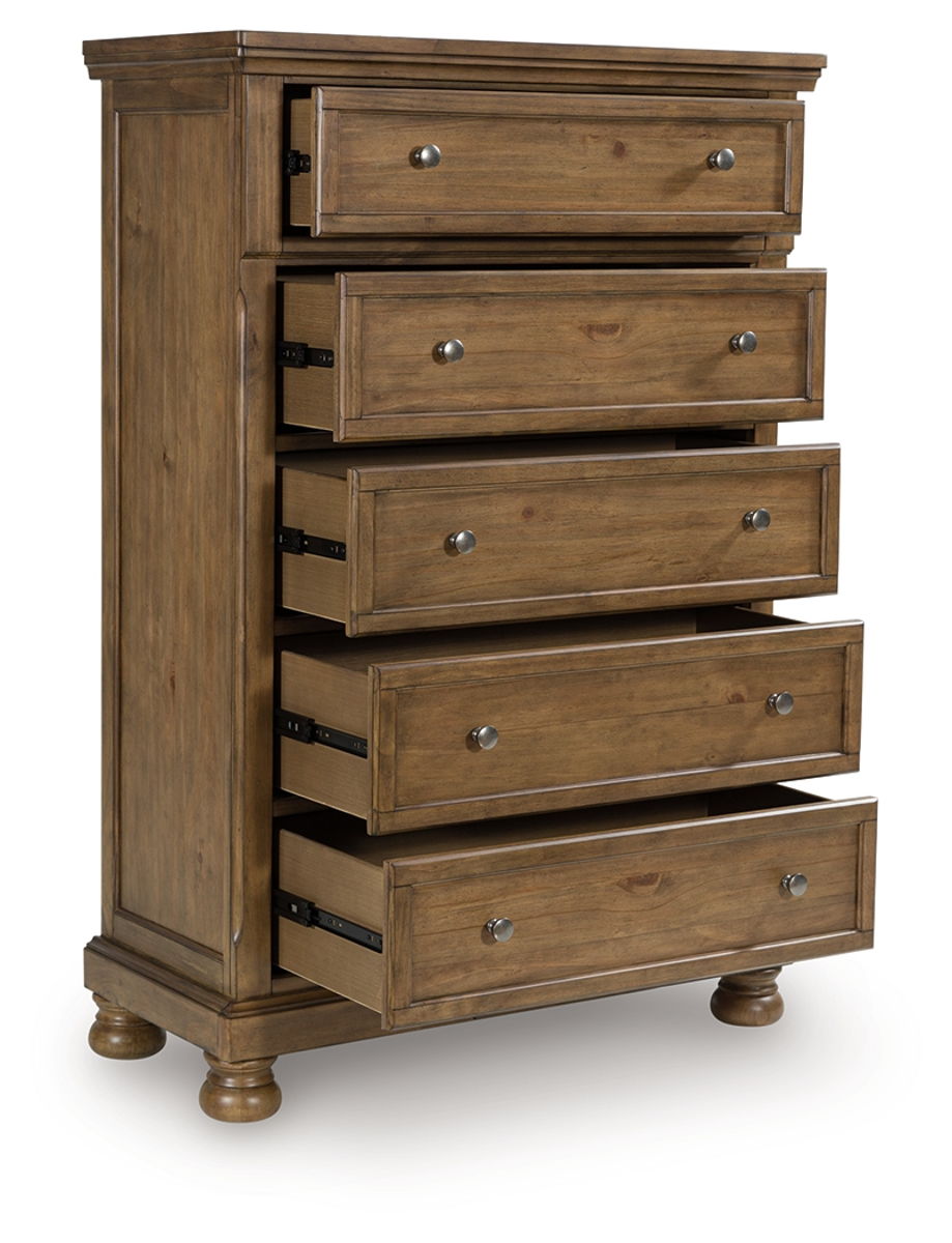 Feddinger - Five Drawer Chest - Medium Brown - Image 4