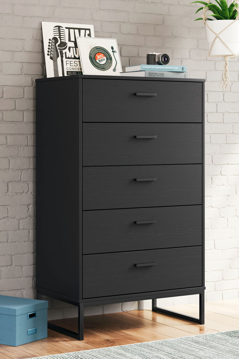 Socalle - Five Drawer Chest - Black - Image 3